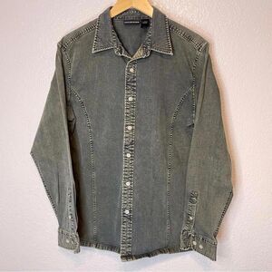 Dkny Jeans Men’s Denim Button down long sleeve shirt Stretch mens Size Large